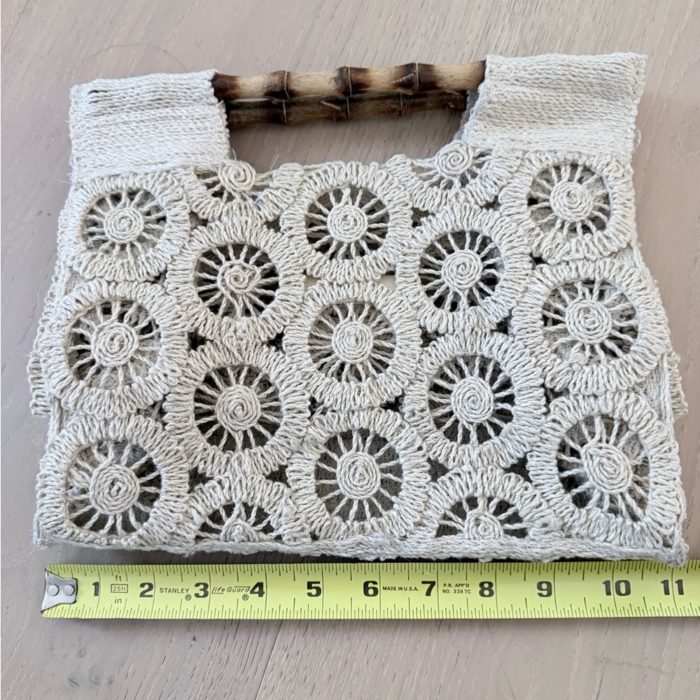Zara Cream Crochet Tote with Wooden Handles